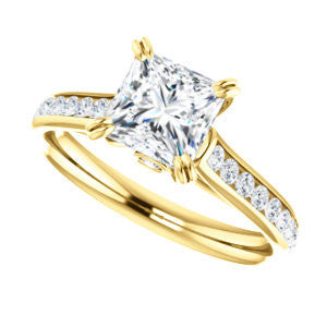 CZ Wedding Set, featuring The Tabitha engagement ring (Customizable Princess Center with Round Channel)