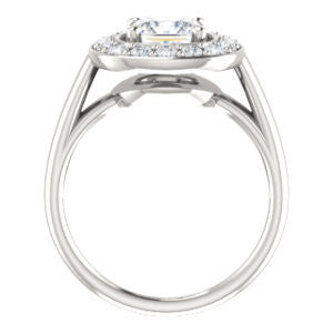Cubic Zirconia Engagement Ring- The Esperanza (Customizable Cathedral-set Princess Cut Style with Large Cluster Halo Accents and Tapered Band)