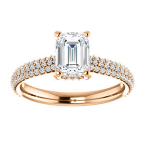 Cubic Zirconia Engagement Ring- The Fatima (Customizable Radiant Cut Center with Triple Pavé Band)