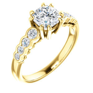 Cubic Zirconia Engagement Ring- The Jhenny (Customizable Cushion Cut 9-Stone Design with Round Bezel Accents)