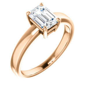 Cubic Zirconia Engagement Ring- The Myaka (Customizable Emerald Cut Solitaire with Medium Band)