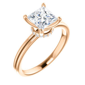Cubic Zirconia Engagement Ring- The Leslie (Customizable Princess Cut Setting with Under-Halo Trellis)