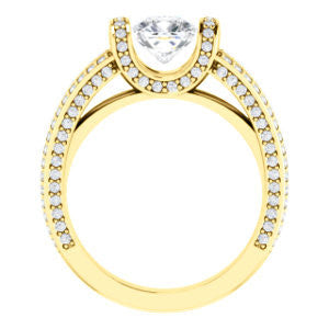 Cubic Zirconia Engagement Ring- The Scarlett (Cushion Cut with Prong-Accented Bar Basket and Split Pavé Band)