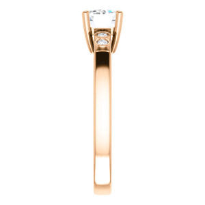 Cubic Zirconia Engagement Ring- The Luzella (Customizable 5-stone Design with Radiant Cut Center and Round Bezel Accents)