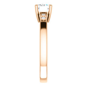 Cubic Zirconia Engagement Ring- The Luzella (Customizable 5-stone Design with Radiant Cut Center and Round Bezel Accents)