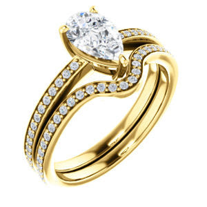 Cubic Zirconia Engagement Ring- The Majo Jimena (Customizable Pear Cut Design with Thin Pavé Band)
