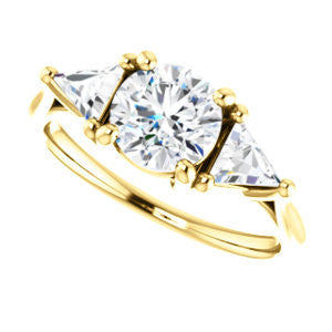 Cubic Zirconia Engagement Ring- The Prisma (Classic Three-Stone Triangle Accent and Round Cut center)