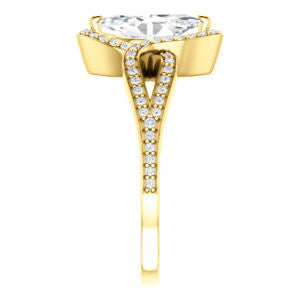 Cubic Zirconia Engagement Ring- The Taylor Ann (Customizable Marquise Cut Center with Twisting Halo & Wide Split-Pavé Band)
