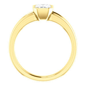 Cubic Zirconia Engagement Ring- The Bernadine (Customizable Bezel-set Emerald Cut with V-Split Band)