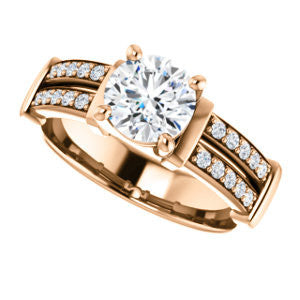 CZ Wedding Set, featuring The Rachana engagement ring (Customizable Round Cut Design with Wide Split-Pavé Band and Euro Shank)
