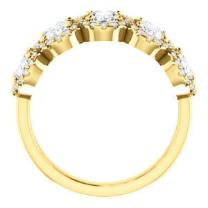 Cubic Zirconia Engagement Ring- The Isla (Customizable Oval Cut 5-stone + Multi-Halo Style)
