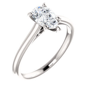 Cubic Zirconia Engagement Ring- The Madelyn (Customizable Pear Cut Solitaire with Infinity Trellis Decoration)