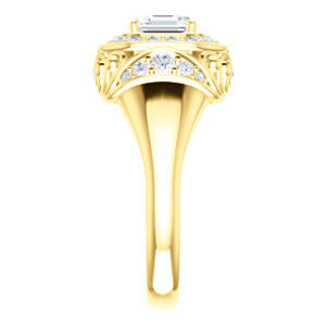 Cubic Zirconia Engagement Ring- The Mariah (Asscher Center Halo-Style Lattice with Accented Step-Setting)
