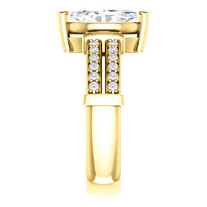 Cubic Zirconia Engagement Ring- The Rachana (Customizable Marquise Cut Design with Wide Split-Pavé Band and Euro Shank)