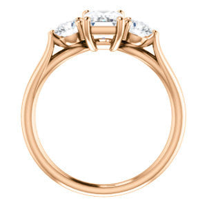 Cubic Zirconia Engagement Ring- The Estefi (Customizable Cathedral-set Emerald Cut 3-stone Design with Round Accents & Split Band)
