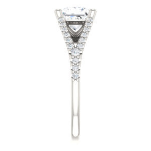 Cubic Zirconia Engagement Ring- The Mailynne (Customizable Princess Cut Style with Split-Pavé Band)