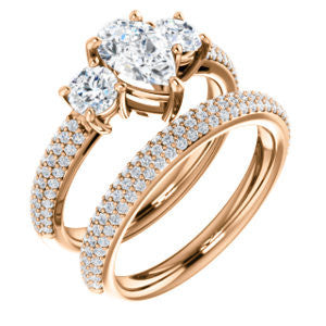 CZ Wedding Set, featuring The Zuleyma engagement ring (Customizable Enhanced 3-stone Pear Cut Design with Triple Pavé Band)