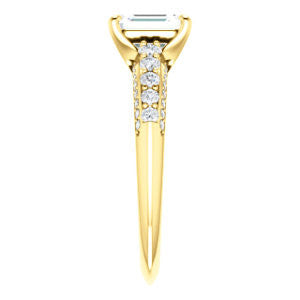 Cubic Zirconia Engagement Ring- The Rachelle (Customizable Emerald Cut with 3-Sided Round Prong Side Stones)