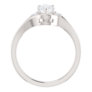 Cubic Zirconia Engagement Ring- The Erma (Customizable Pear Cut 3-stone Style with Small Round Cut Accents and Tapered Split Band)