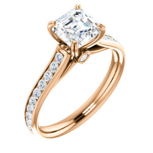 Cubic Zirconia Engagement Ring- The Tabitha (Customizable Asscher Center with Round Channel)