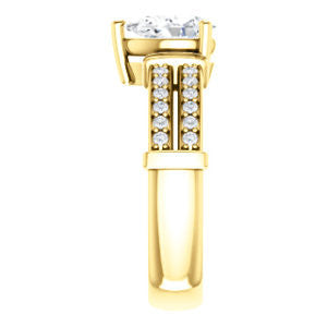 Cubic Zirconia Engagement Ring- The Rachana (Customizable Pear Cut Design with Wide Split-Pavé Band and Euro Shank)