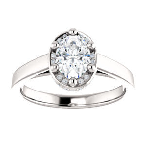 Cubic Zirconia Engagement Ring- The Juana (Customizable Cathedral-raised Oval Cut Design with Halo Accents and Under-Halo Style)