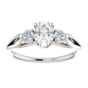 Cubic Zirconia Engagement Ring- The Mahlia (Customizable 3-stone Design with Oval Cut Center, Round Accents and Split Band)