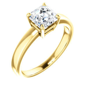 Cubic Zirconia Engagement Ring- The Myaka (Customizable Asscher Cut Solitaire with Medium Band)