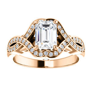 Cubic Zirconia Engagement Ring- The Bannely (Customizable Radiant Cut Semi-Halo Style with Split-Pavé Band and Peekaboo Accents)