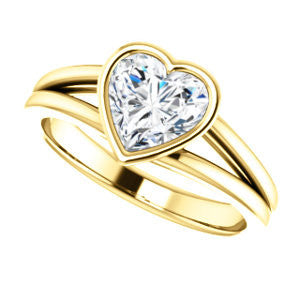 Cubic Zirconia Engagement Ring- The Bernadine (Customizable Bezel-set Heart Cut with V-Split Band)
