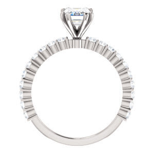CZ Wedding Set, featuring The Thea engagement ring (Customizable 8-prong Emerald Cut Design with Thin, Stackable Pavé Band)