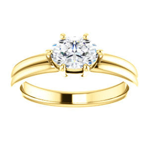 CZ Wedding Set, featuring The Marnie engagement ring (Customizable Oval Cut Solitaire with Grooved Band)