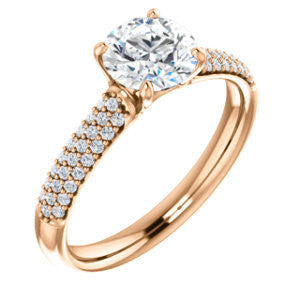 Cubic Zirconia Engagement Ring- The Roxy Edith (Customizable Round Cut Center with Stackable Triple Pavé Band)