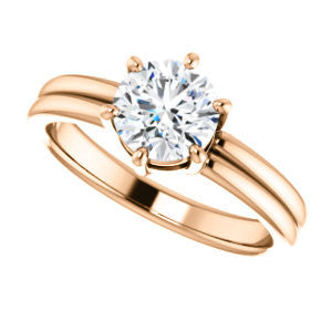 Cubic Zirconia Engagement Ring- The Marnie (Customizable Round Cut Solitaire with Grooved Band)