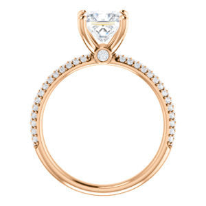 Cubic Zirconia Engagement Ring- The Merari (Customizable Princess Cut with Three-sided Triple Pavé Band & Twin Bezel Peekaboo Accents)