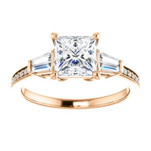 Cubic Zirconia Engagement Ring- The Bhakti (Customizable Enhanced 5-stone Princess Cut Design with Thin Pavé Band)
