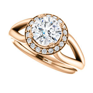 Cubic Zirconia Engagement Ring- The Nancy Avila (Customizable Halo-Accented Round Cut Design with Wide Split-Band)