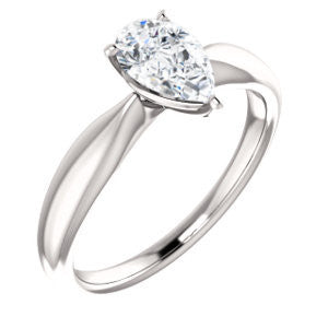 Cubic Zirconia Engagement Ring- The Nyah (Customizable Pear Cut Solitaire with Tapered Bevel Band)