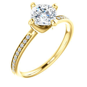 Cubic Zirconia Engagement Ring- The Valeria (Customizable Kite-setting Cushion Cut Center featuring Thin Pavé Band)