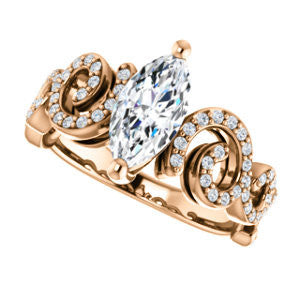 CZ Wedding Set, featuring The Carla engagement ring (Customizable Marquise Cut Split-Band Curves)