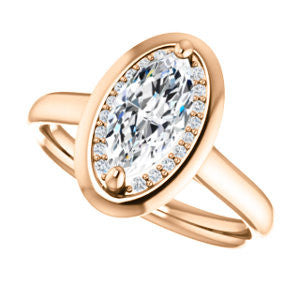 Cubic Zirconia Engagement Ring- The Kajal (Marquise Cut Tapered Faux Bezel Halo)
