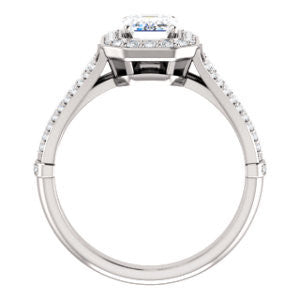 Cubic Zirconia Engagement Ring- The Frannie (Customizable Radiant Cut Style with Halo and Tri-Split Pavé Band)