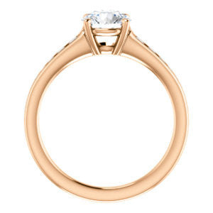 Cubic Zirconia Engagement Ring- The Noa (Customizable Round Cut Center featuring Tapered Band with Round Channel Accents)