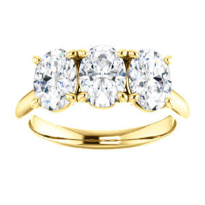 Cubic Zirconia Engagement Ring- The Londyn (Customizable Triple Oval Cut 3-stone Style)