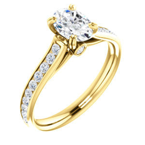 Cubic Zirconia Engagement Ring- The Tabitha (Customizable Oval Center with Round Channel)