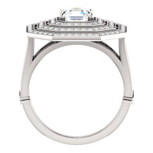 Cubic Zirconia Engagement Ring- The Roza (Customizable Triple-Halo Asscher Cut Design with Split Band and Knuckle Accents)