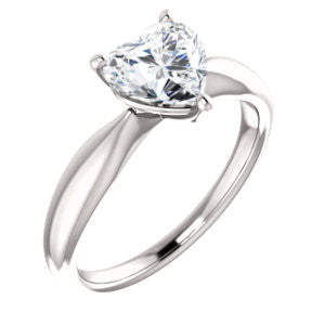 Cubic Zirconia Engagement Ring- The Nyah (Customizable Heart Cut Solitaire with Tapered Bevel Band)