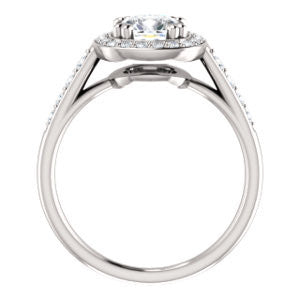 Cubic Zirconia Engagement Ring- The Julie Madison (Customizable Cushion Cut Style with Halo and Round Cut Journey-Style Band Accents)