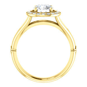 Cubic Zirconia Engagement Ring- The Madison Taylor (Customizable Round Cut Halo Design with Split Band and Dual Round Side-Knuckle Accents)