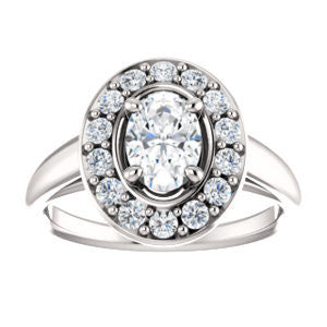Cubic Zirconia Engagement Ring- The Esperanza (Customizable Cathedral-set Oval Cut Style with Large Cluster Halo Accents and Tapered Band)